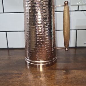 Copper Hammered Pitcher with Wooden Handle